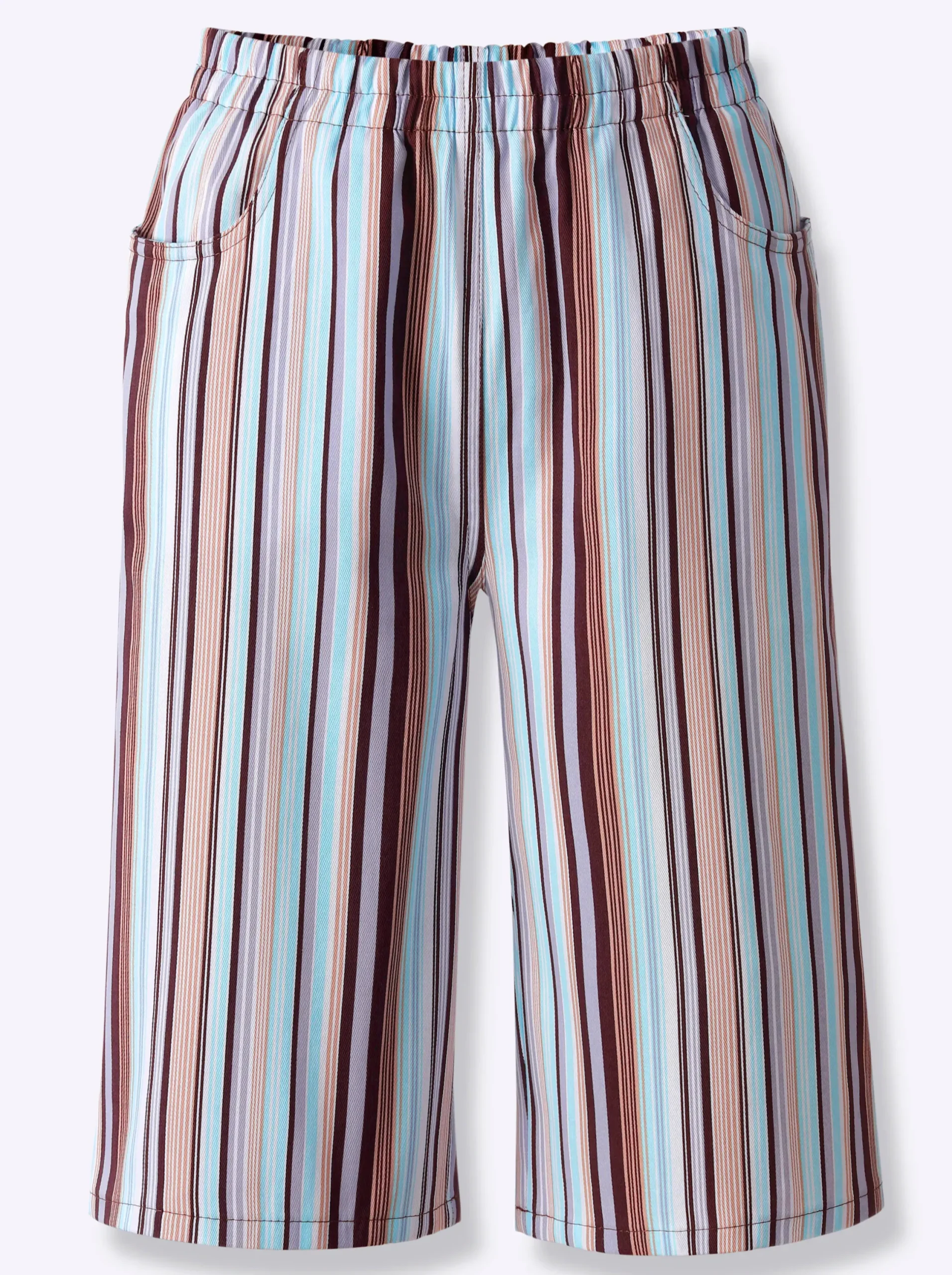 Hosen| Bermudas mit Rundum-Dehnbund aqua-gestreift