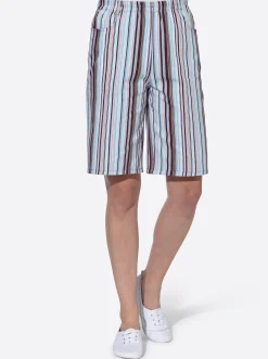Hosen| Bermudas mit Rundum-Dehnbund aqua-gestreift