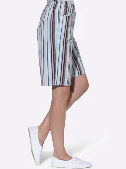 Hosen| Bermudas mit Rundum-Dehnbund aqua-gestreift