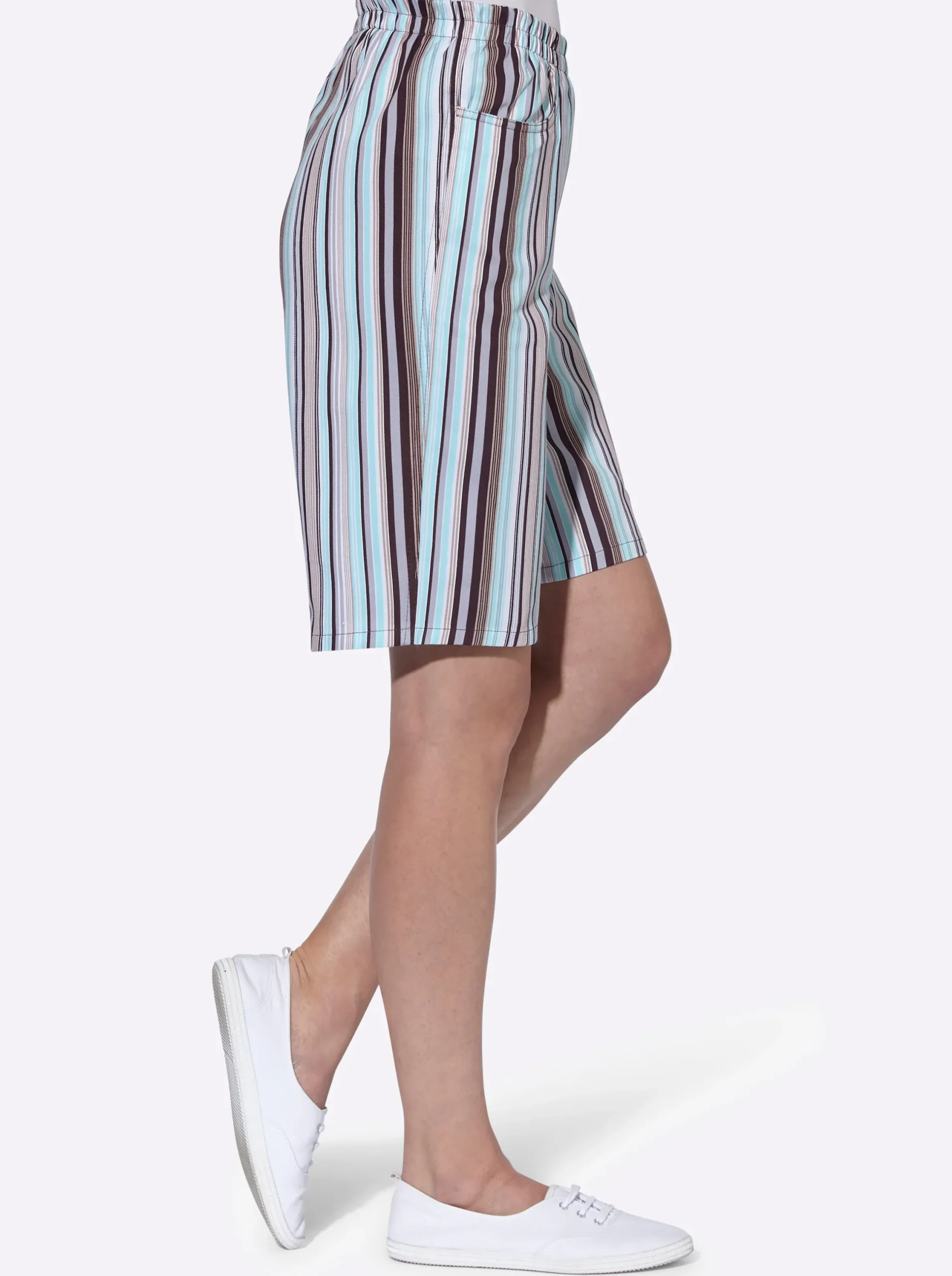 Hosen| Bermudas mit Rundum-Dehnbund aqua-gestreift