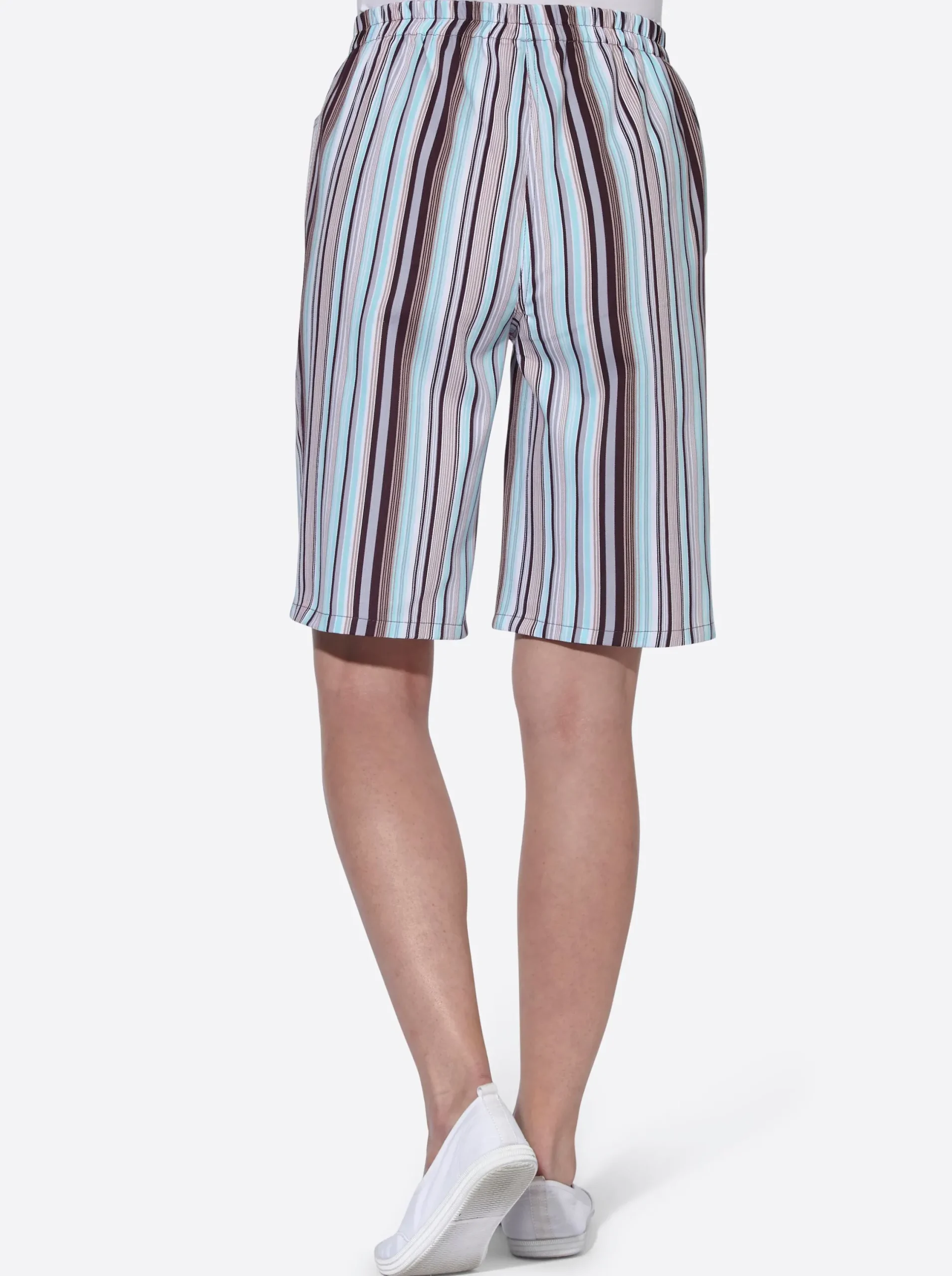 Hosen| Bermudas mit Rundum-Dehnbund aqua-gestreift