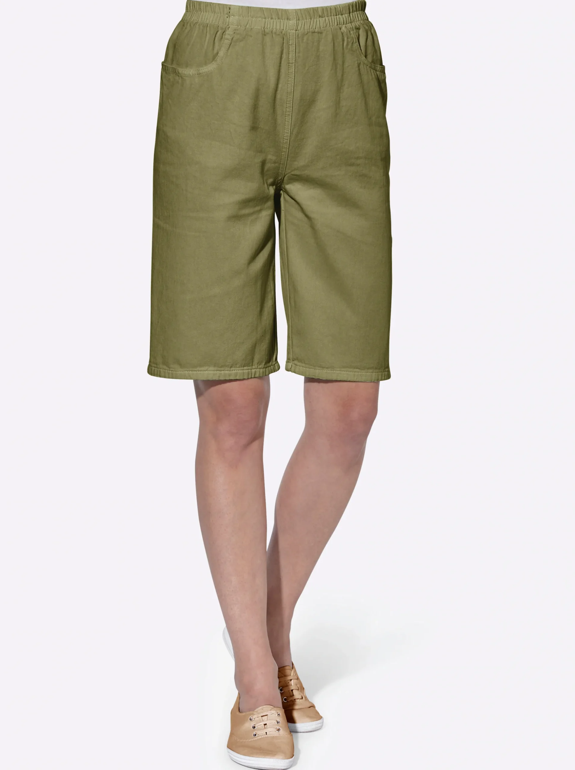 Hosen| Bermudas mit Rundum-Dehnbund oliv
