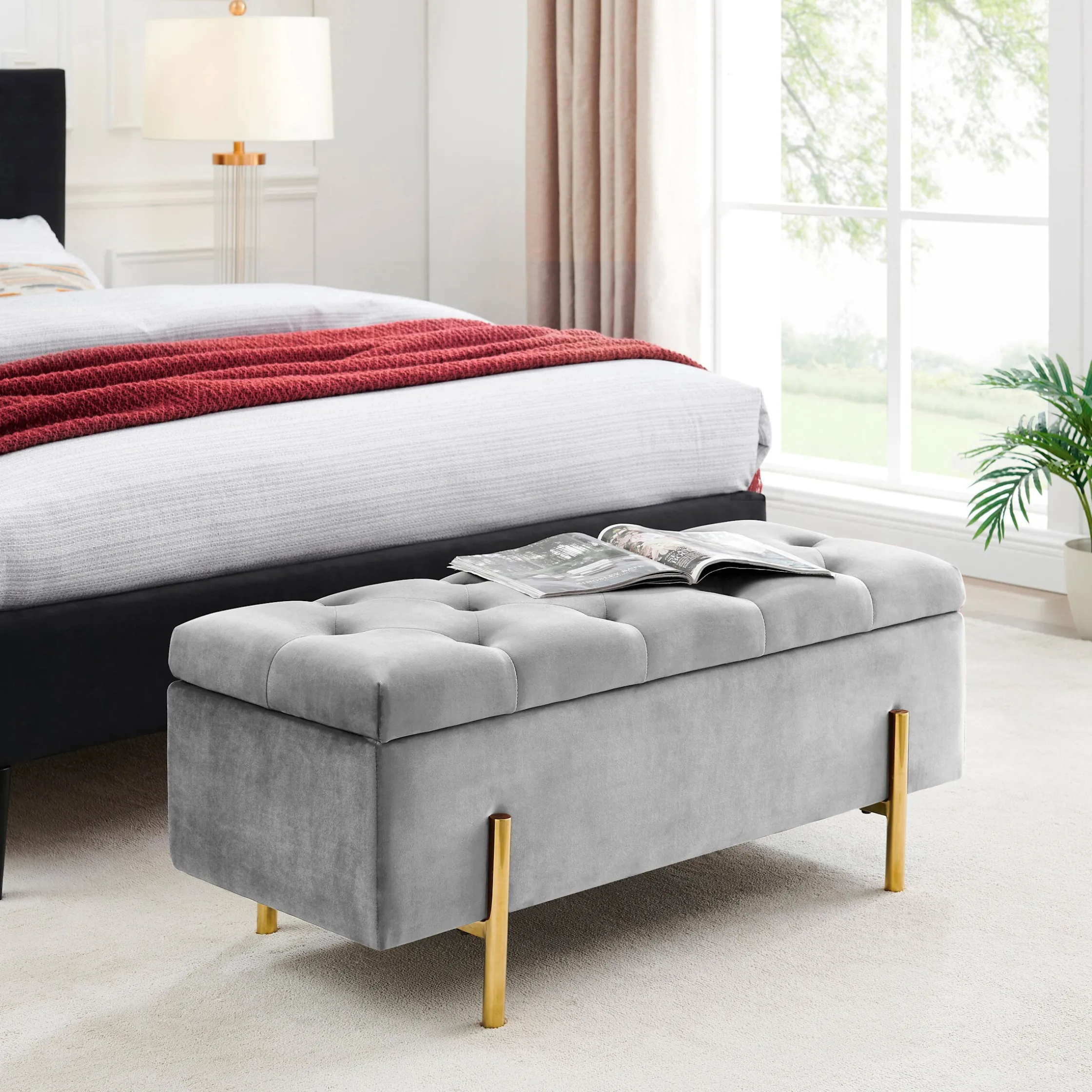 Bänke & Hocker|Leonique Bettbank grau