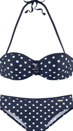 Bikinis|LASCANA Bügel-Bandeau-Bikini marine-weiß