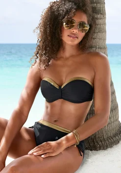 Bikinis|LASCANA Bügel-Bandeau-Bikini-Top schwarz-goldfarben