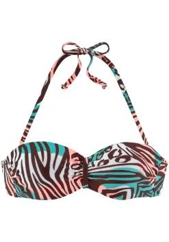 Bikinis|Venice Beach Bügel-Bandeau-Bikini-Top türkis-bedruckt