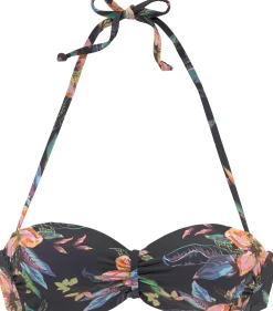 Bikinis|LASCANA Bügel-Bandeau-Bikini-Top anthrazit-bedruckt