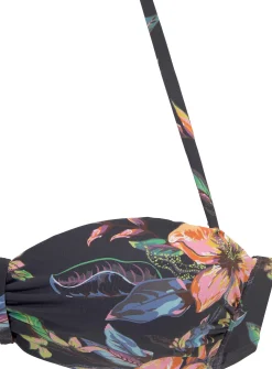Bikinis|LASCANA Bügel-Bandeau-Bikini-Top anthrazit-bedruckt