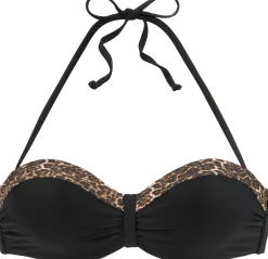 Bikinis|LASCANA Bügel-Bandeau-Bikini-Top schwarz-leo