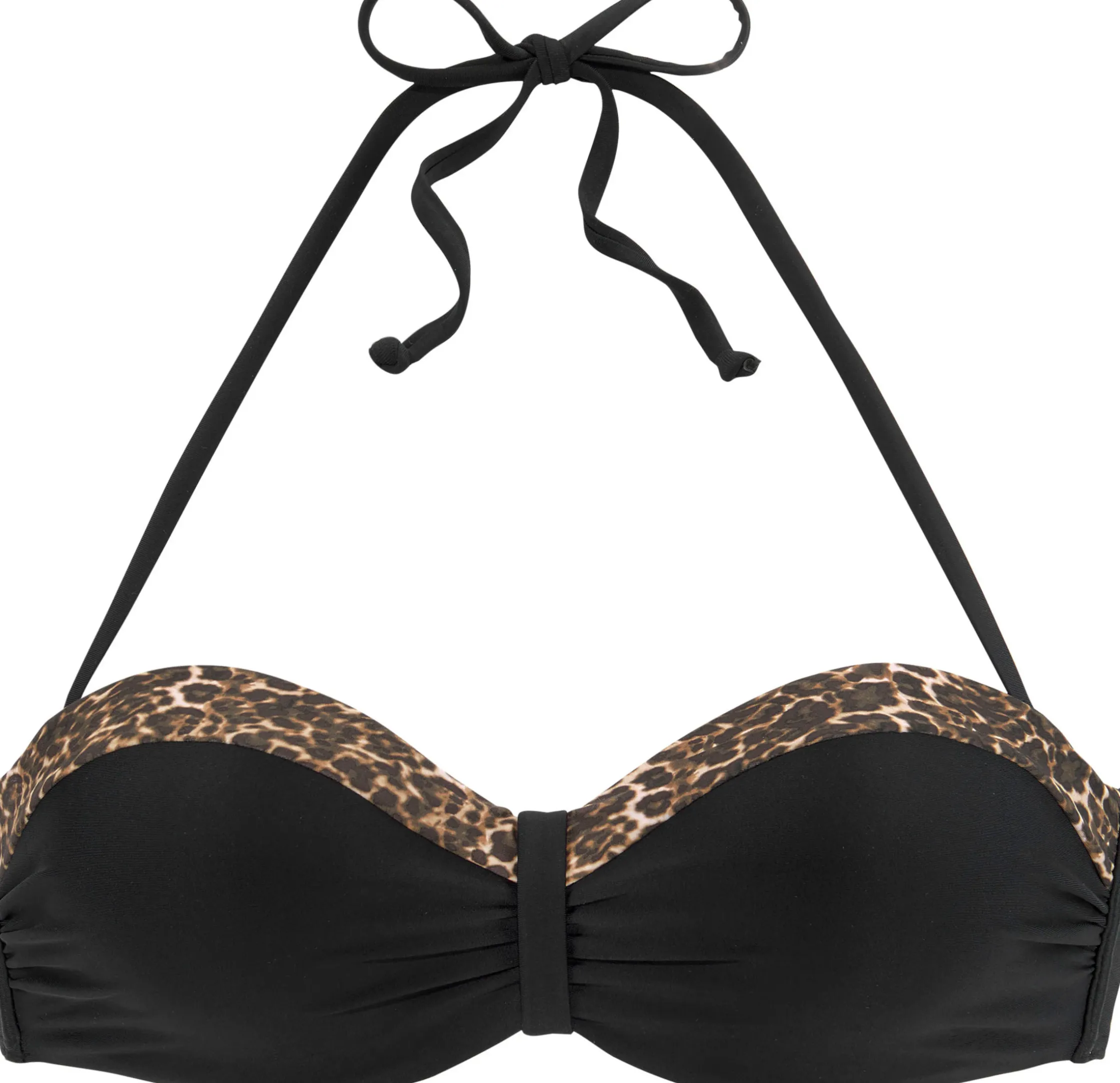 Bikinis|LASCANA Bügel-Bandeau-Bikini-Top schwarz-leo