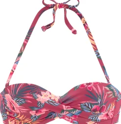 Bikinis|s.Oliver Bügel-Bandeau-Bikini-Top rostrot-bedruckt