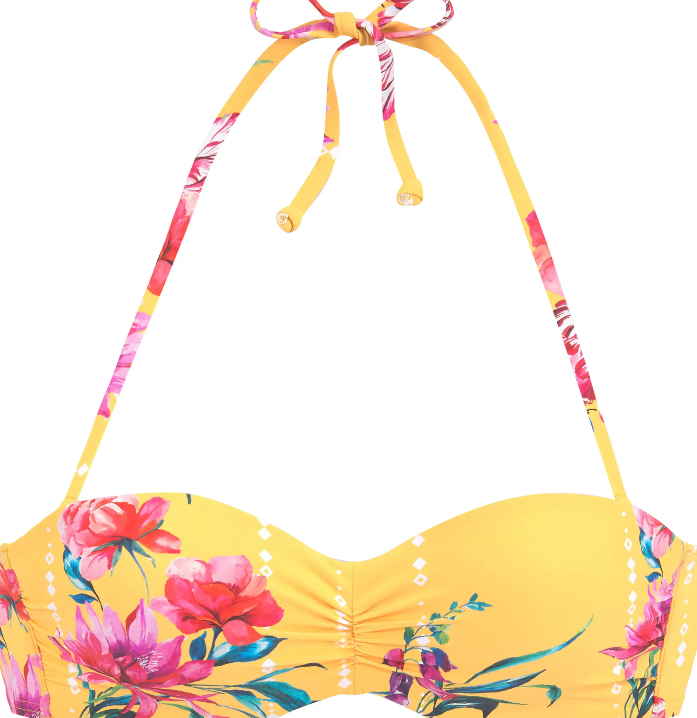 Bikinis|Sunseeker Bügel-Bandeau-Bikini-Top gelb-bedruckt