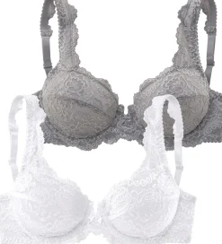 Bhs|petite fleur Bügel-BH steingrau+weiß