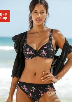 Bikinis|LASCANA Bügel-Bikini schwarz-bedruckt