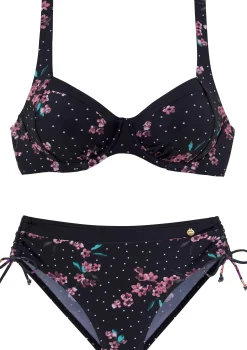 Bikinis|LASCANA Bügel-Bikini schwarz-bedruckt