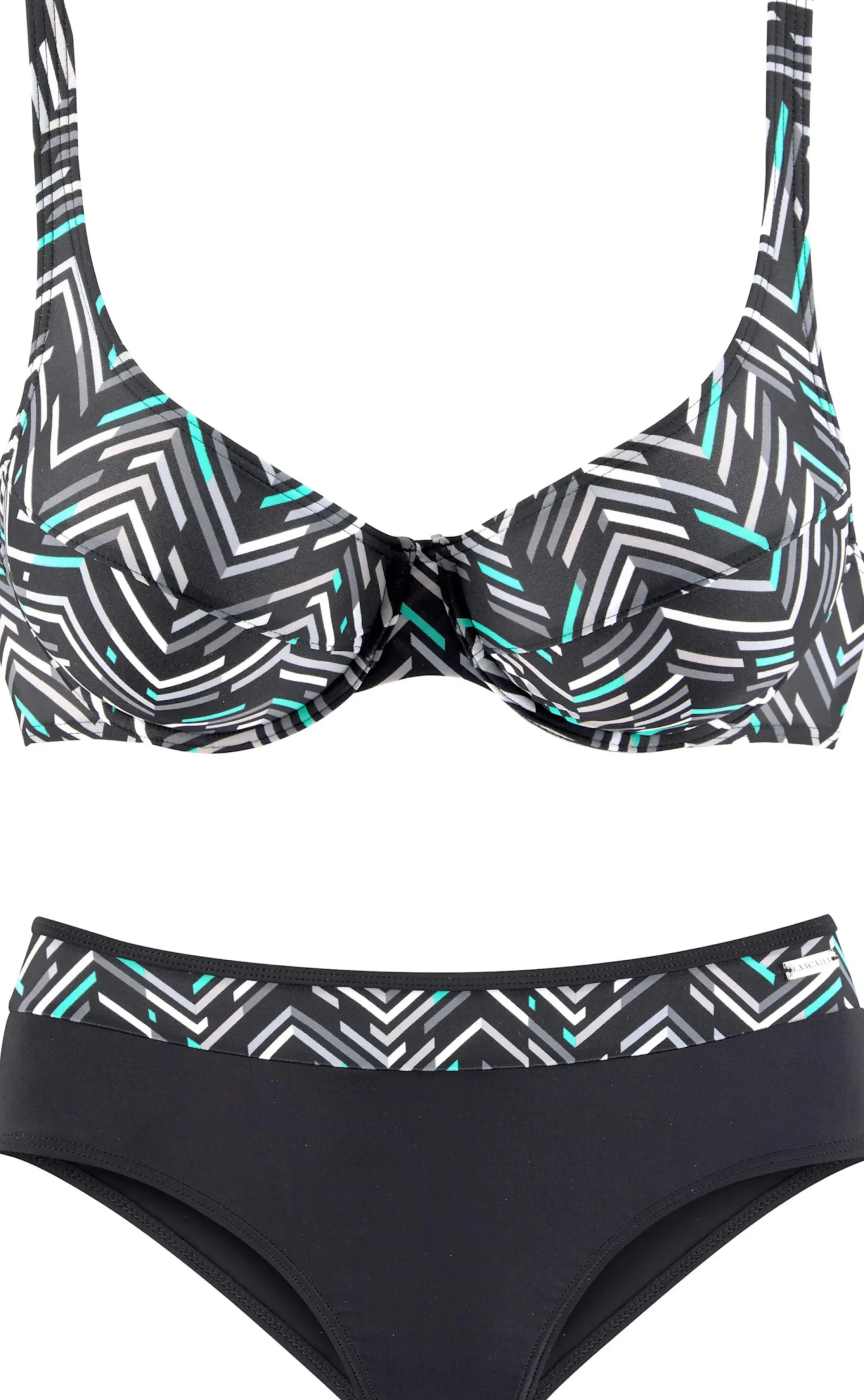 Bikinis|LASCANA Bügel-Bikini schwarz-bedruckt