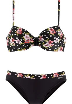Bikinis|LASCANA Bügel-Bikini schwarz-bedruckt