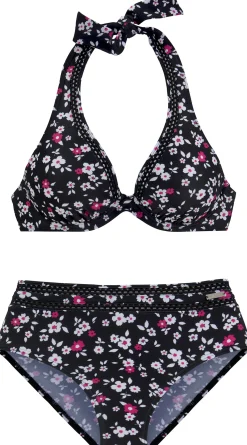 Bikinis|LASCANA Bügel-Bikini schwarz-bedruckt
