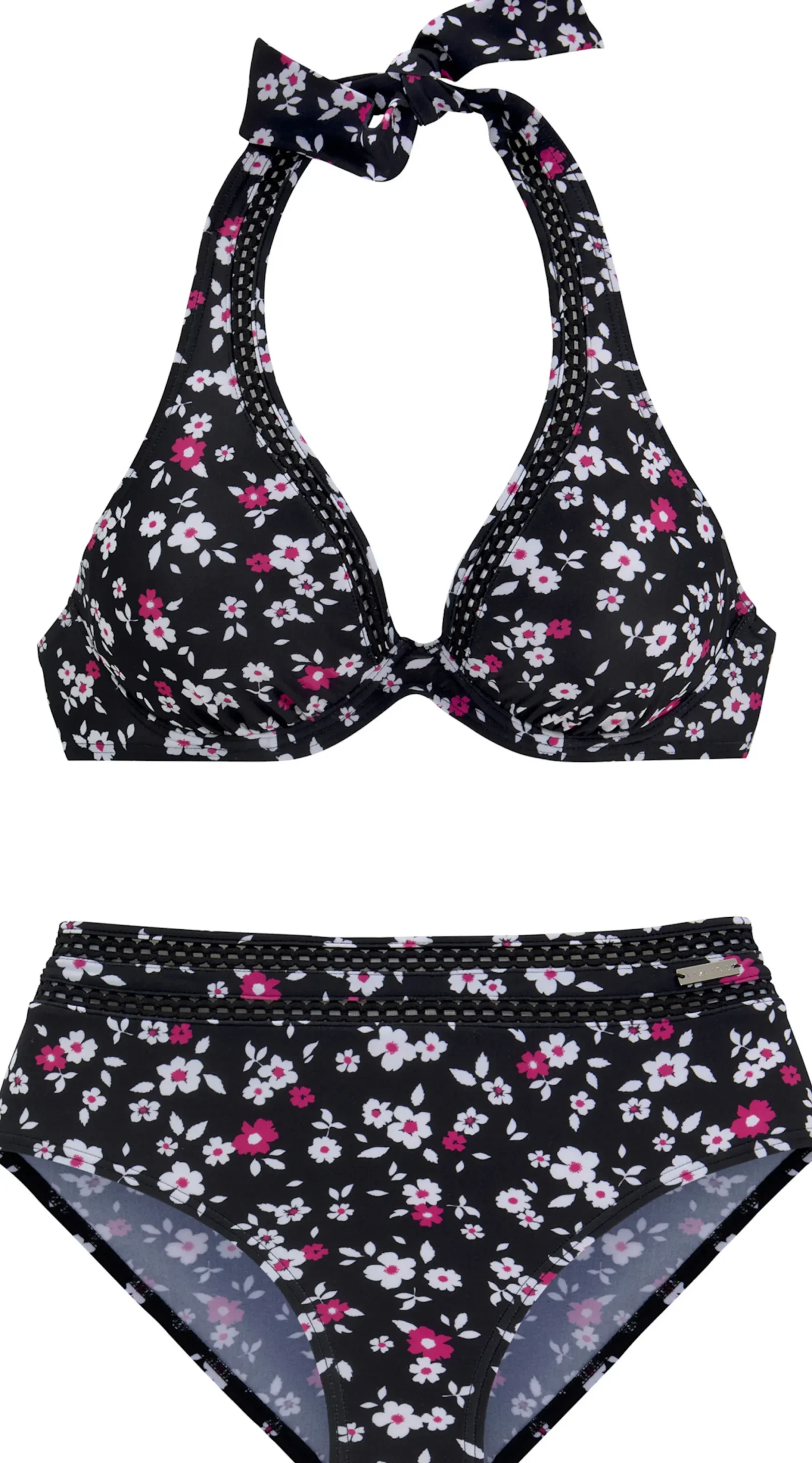 Bikinis|LASCANA Bügel-Bikini schwarz-bedruckt