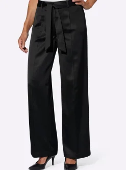 Hosen| Bügelfaltenhose in Matt-Satin-Qualität schwarz