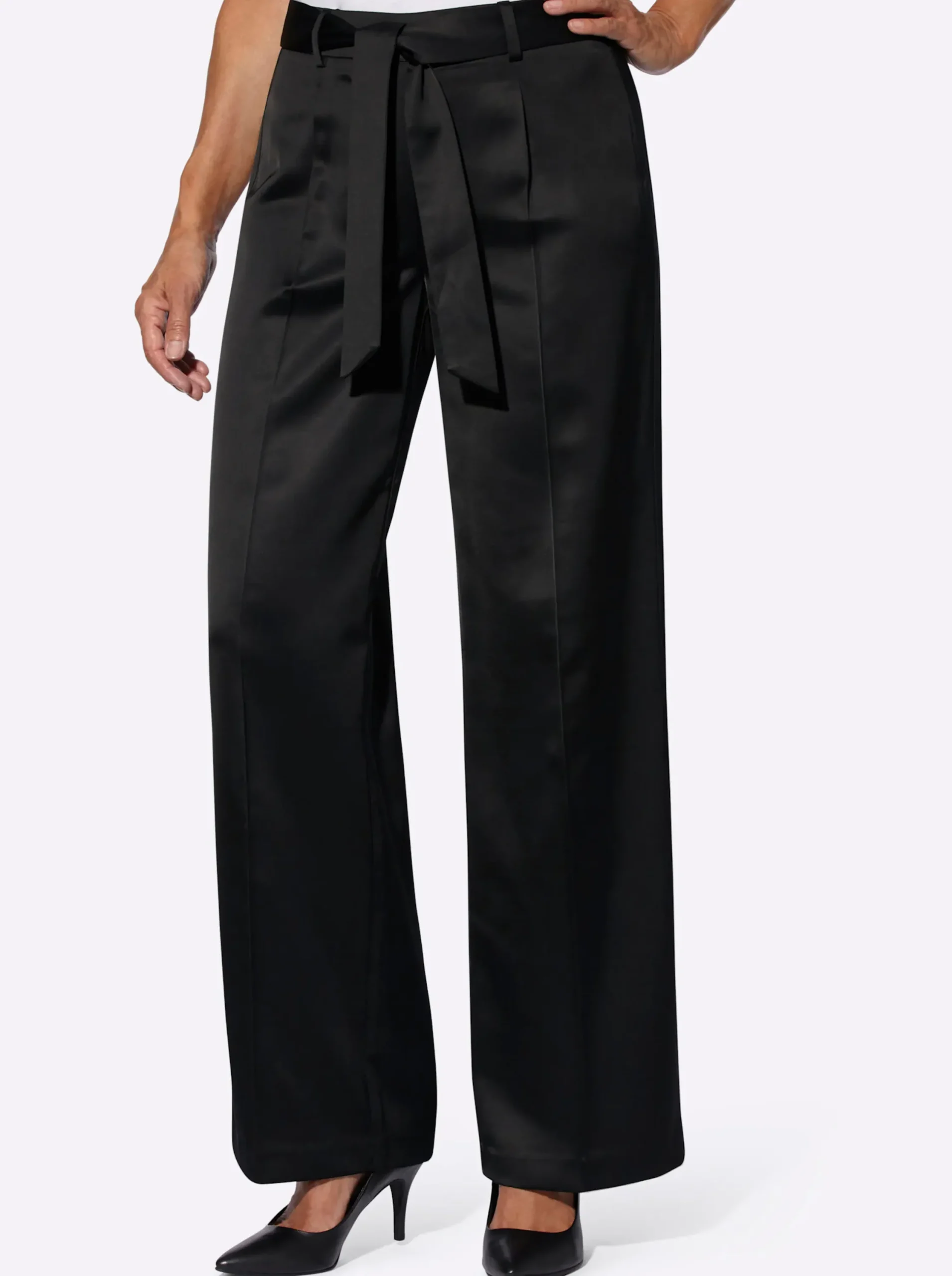 Hosen| Bügelfaltenhose in Matt-Satin-Qualität schwarz