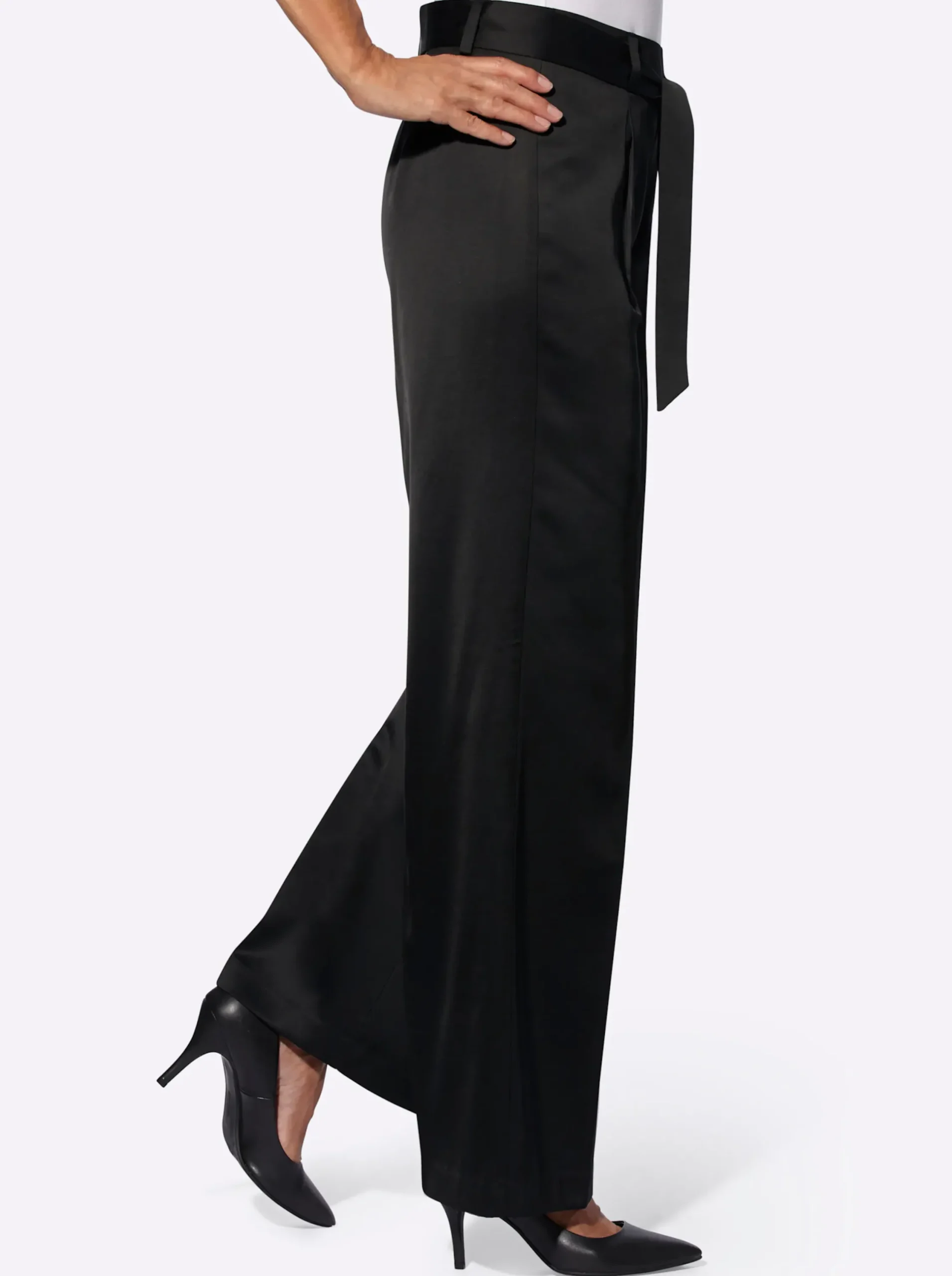 Hosen| Bügelfaltenhose in Matt-Satin-Qualität schwarz