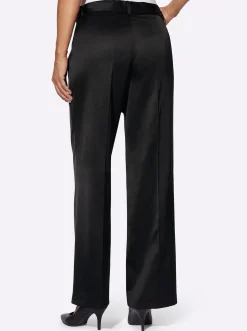 Hosen| Bügelfaltenhose in Matt-Satin-Qualität schwarz