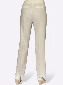 Hosen| Bügelfaltenhose mit abnehmbarem Bindegürtel sand