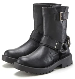 Stiefeletten|Stiefel|LASCANA Bikerboots schwarz