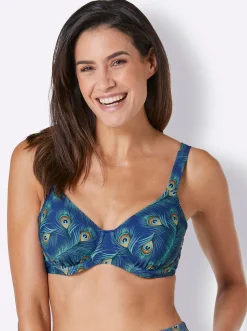 Bikinis|feel good Bikini-Oberteil royalblau-blaugrün-bedruckt