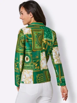 Blazer|CREATION L PREMIUM Blazer grün-gelb-bedruckt
