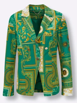 Blazer|CREATION L PREMIUM Blazer grün-gelb-bedruckt
