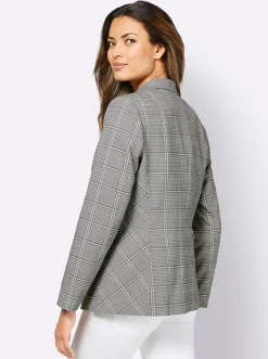 Blazer| Blazer schwarz-weiß-kariert