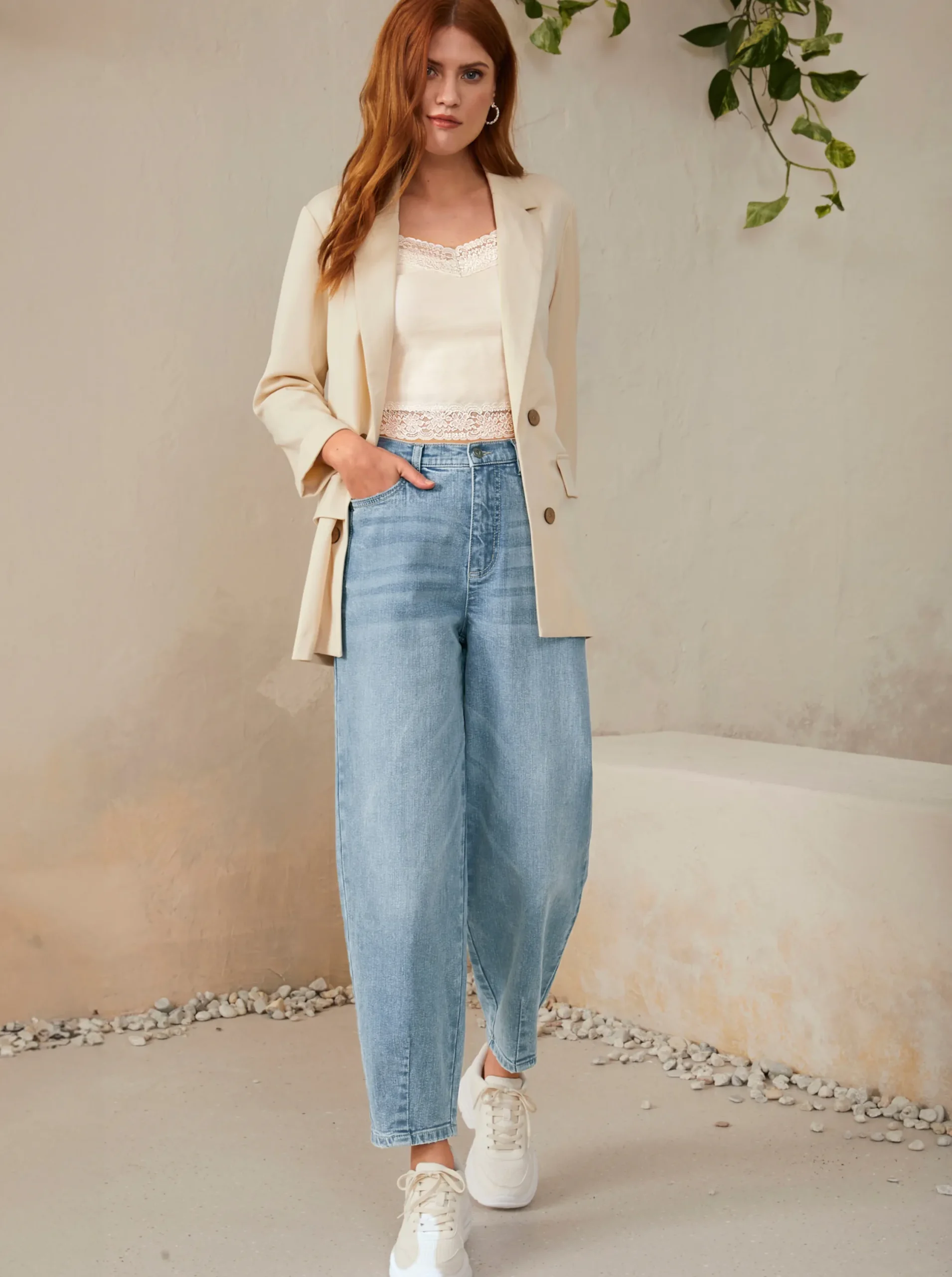 Blazer| Blazer in offener Form champagner