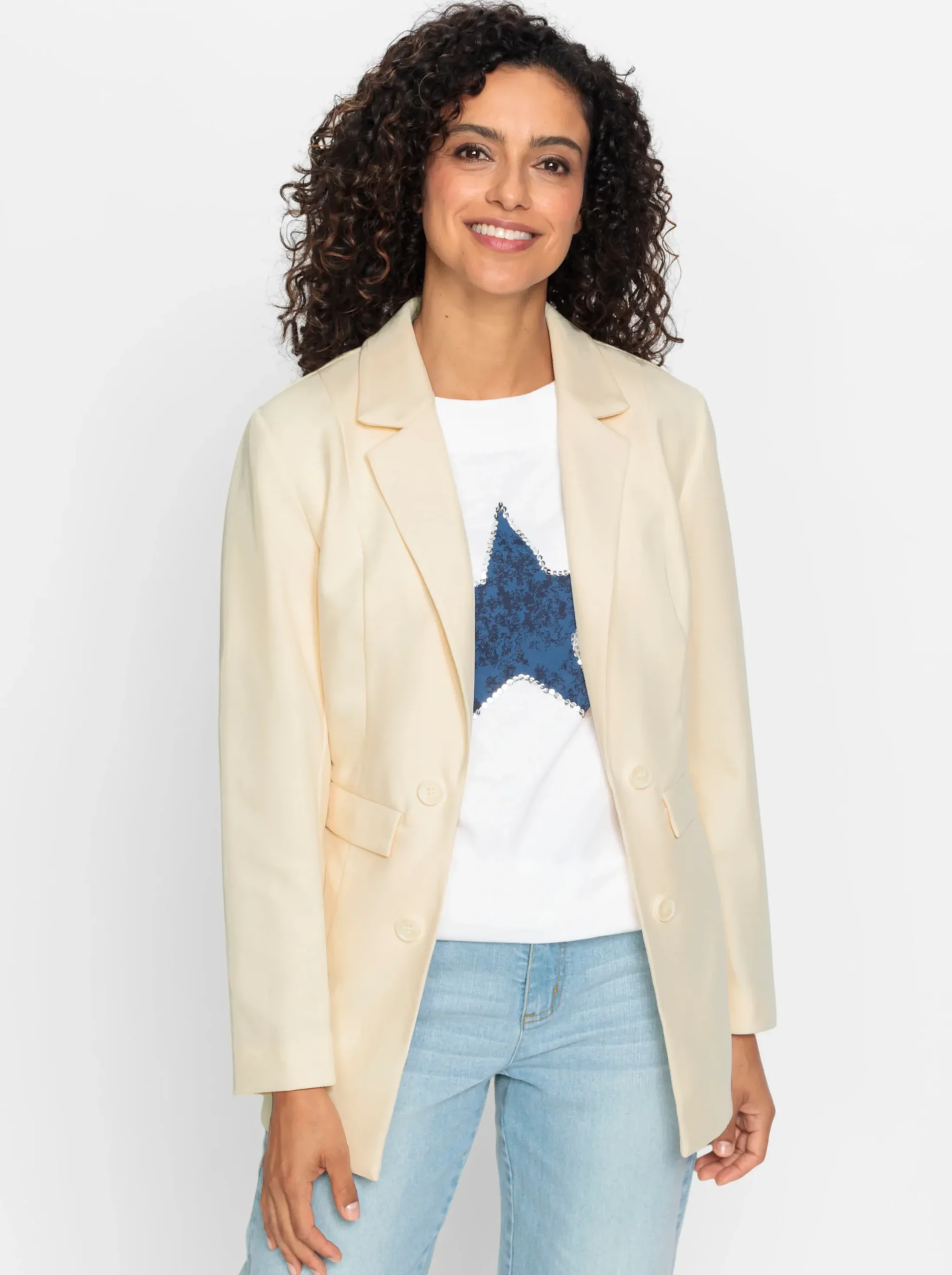 Blazer| Blazer in offener Form champagner