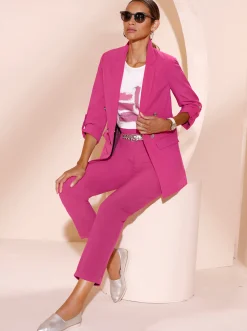 Blazer| Blazer mit gestreiftem Futter fuchsia