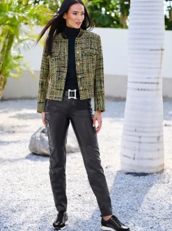 Blazer|heine Blazer mit Samt-Details schwarz-oliv-gemustert