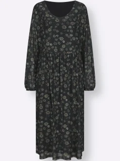 Kleider| Blumenkleid in floral bedruckter Mesh-Qualität schwarz-bedruckt