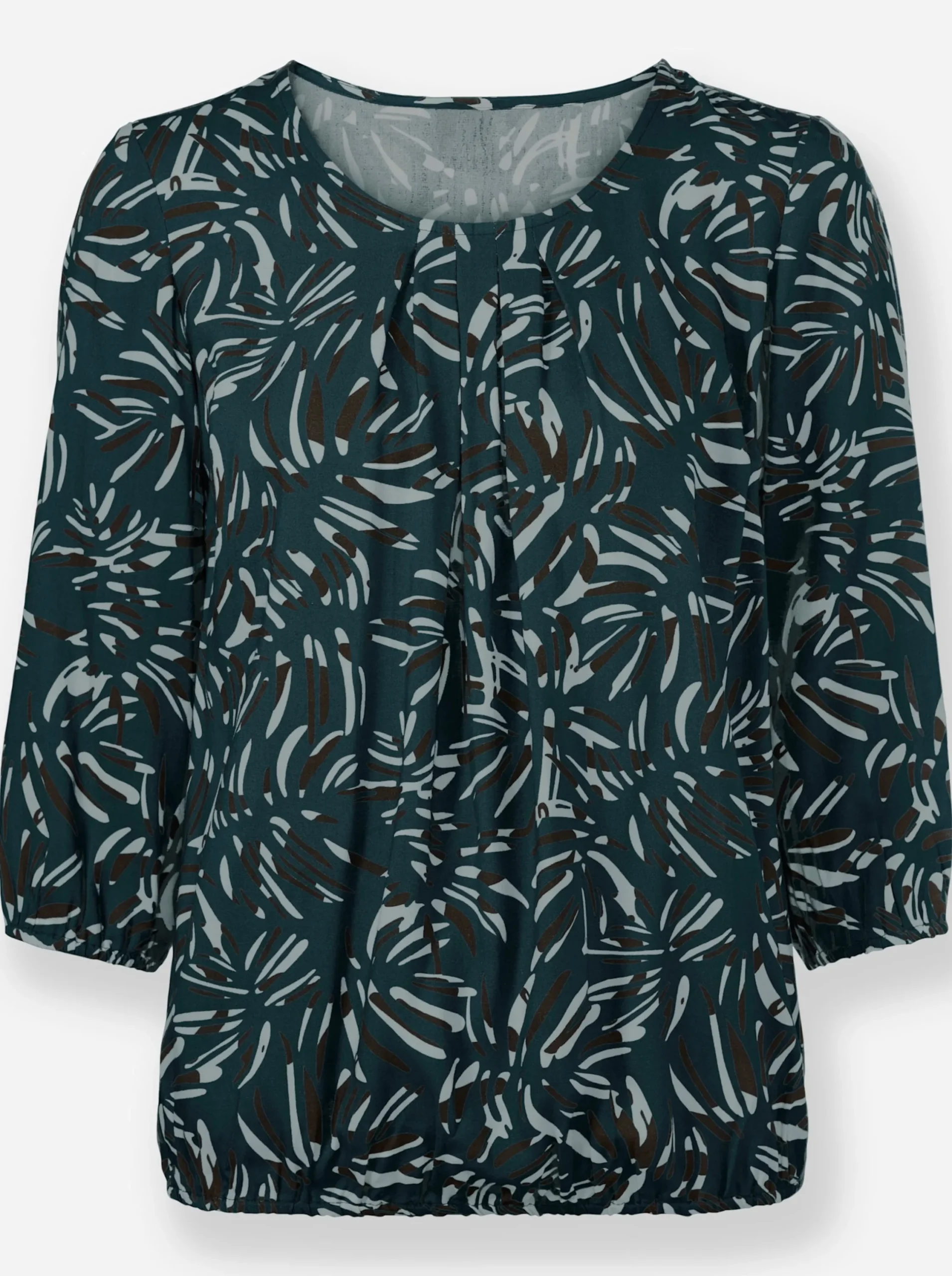 Blusen| Bluse petrol-graphit-bedruckt