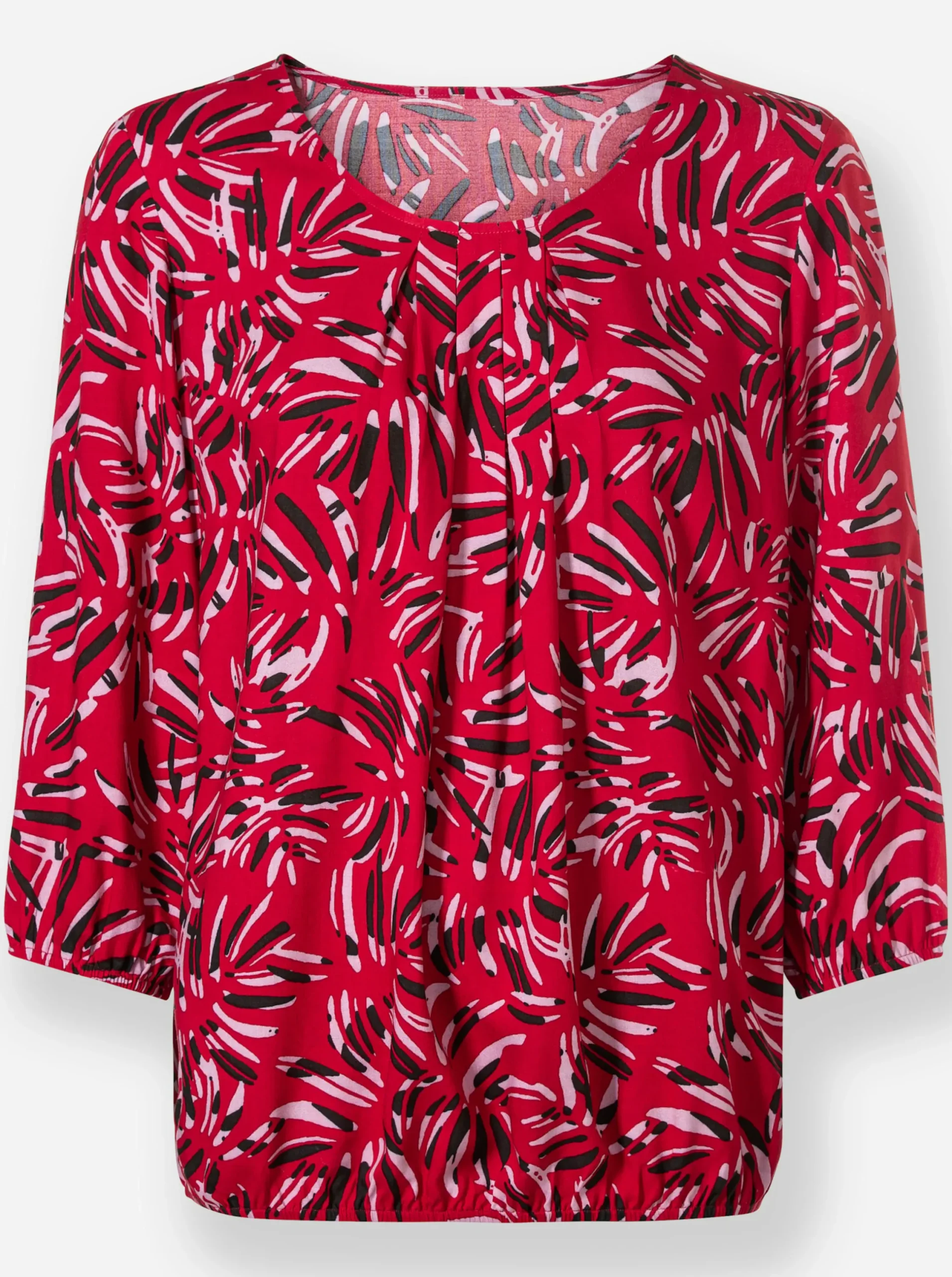 Blusen| Bluse rot-graphit-bedruckt