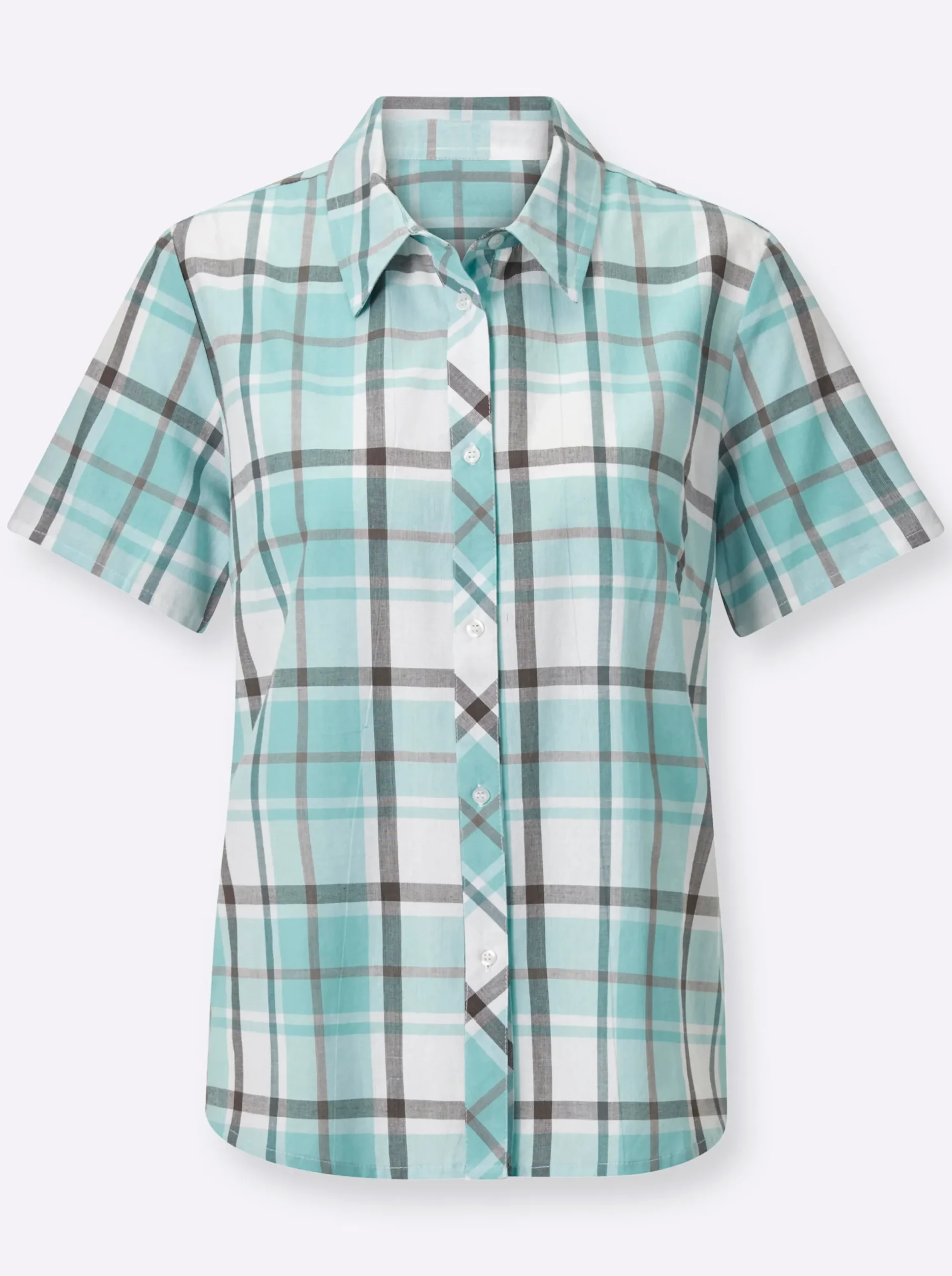Blusen| Bluse mint-grau-kariert