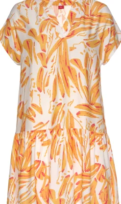 Kleider|s.Oliver Blusenkleid orange-creme-bedruckt