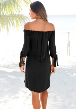 Strandkleider|Kleider|LASCANA Blusenkleid schwarz