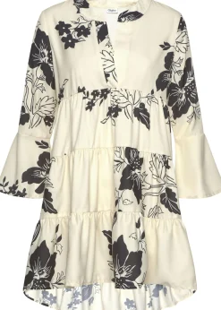 Kleider|LASCANA Blusenkleid creme-schwarz