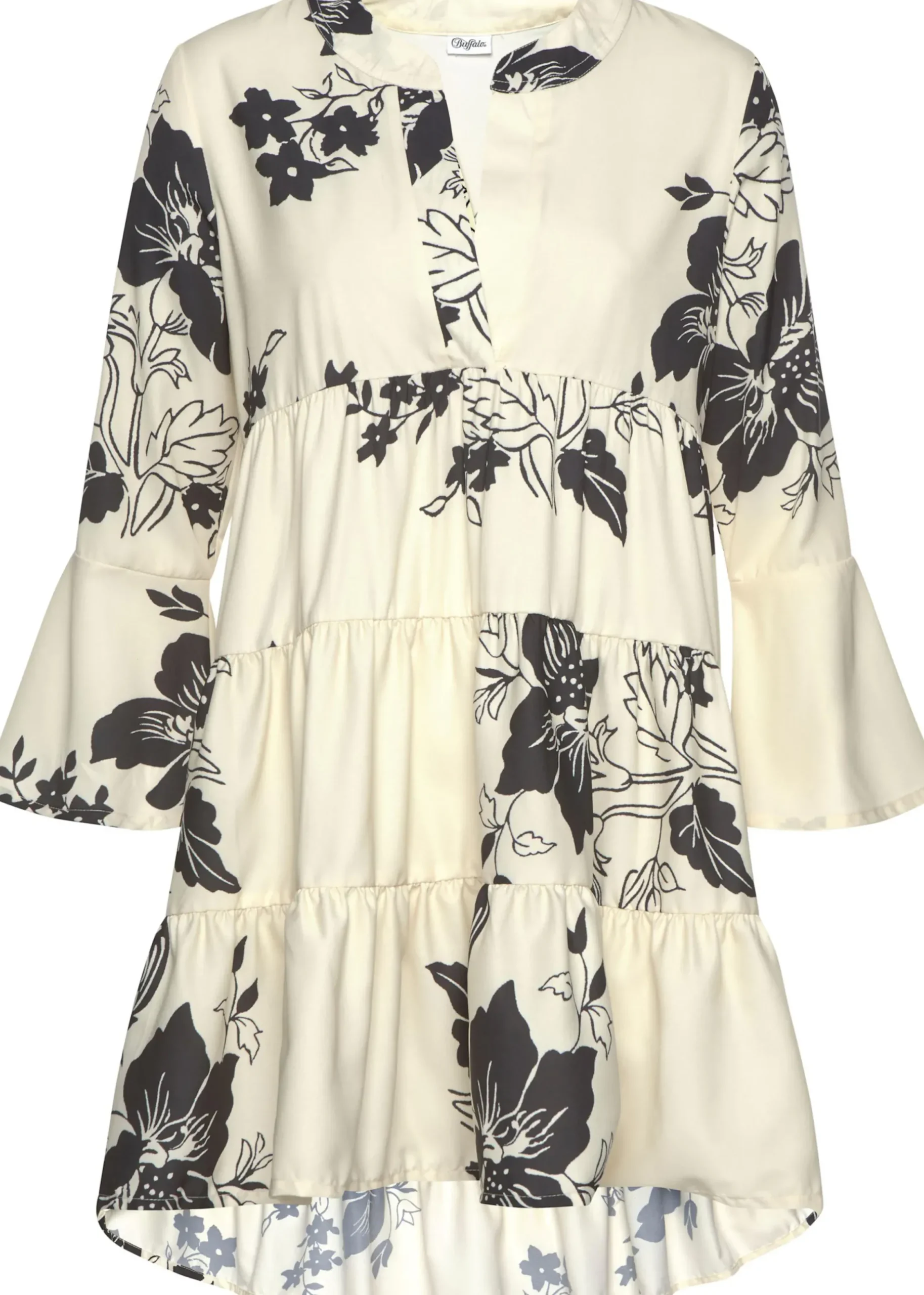 Kleider|LASCANA Blusenkleid creme-schwarz