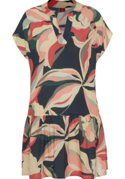 Strandkleider|s.Oliver Blusenkleid marine-korallebedruckt