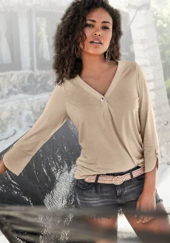Strandmode|Blusen|LASCANA Blusenshirt beige