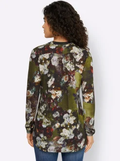 Shirts|heine Blusenshirt im Blüten-Dessin khaki