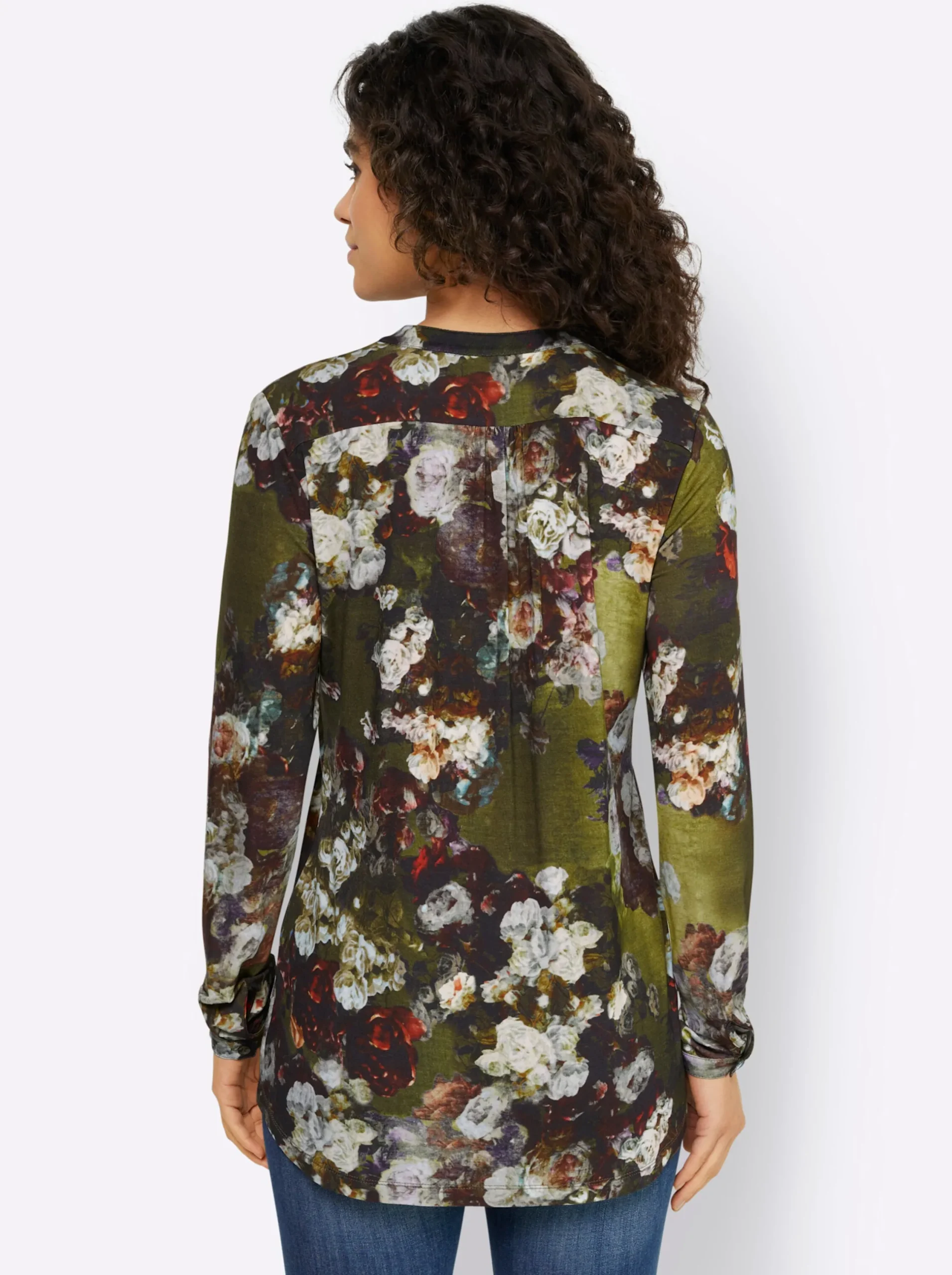 Shirts|heine Blusenshirt im Blüten-Dessin khaki