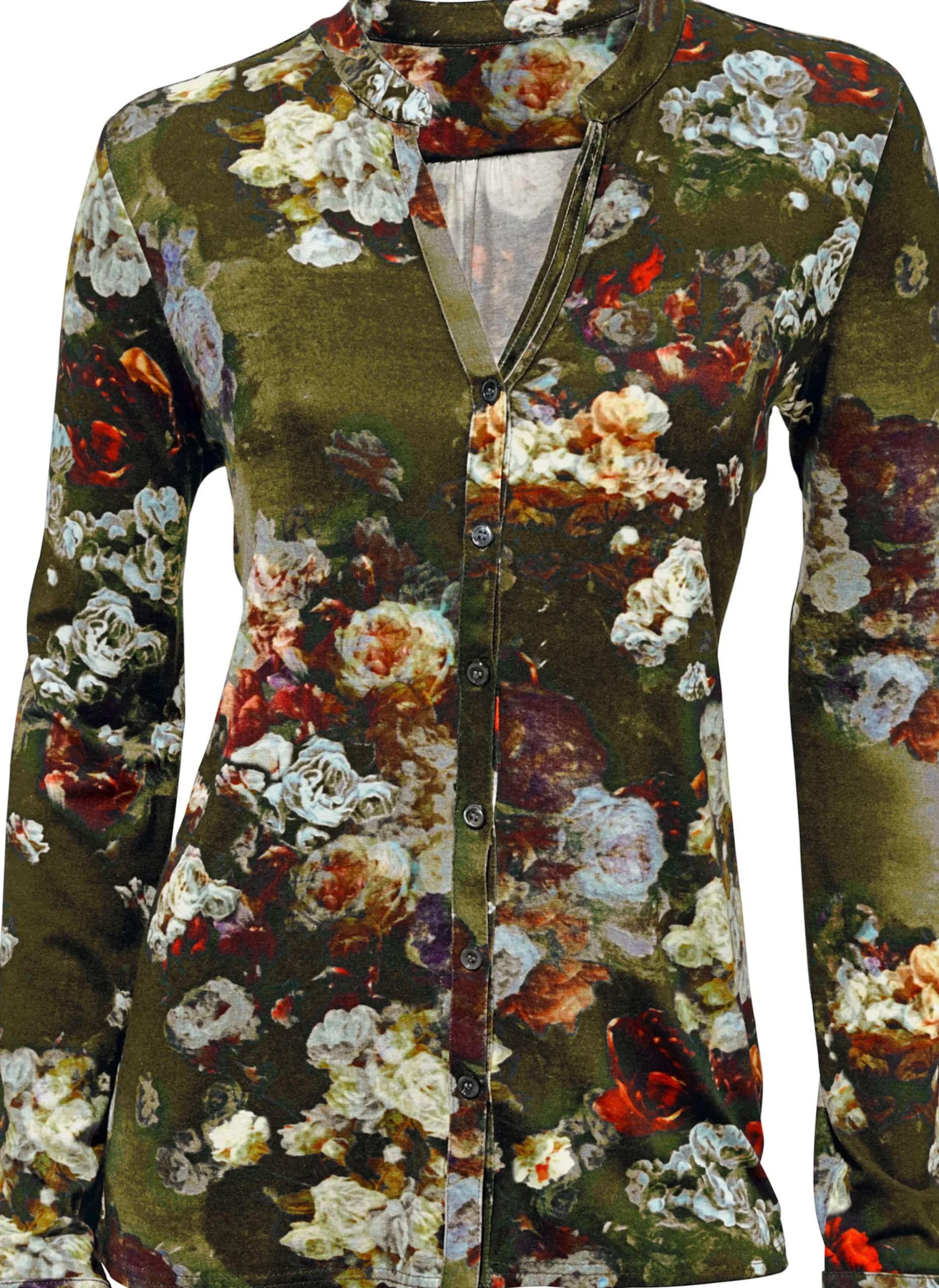 Shirts|heine Blusenshirt im Blüten-Dessin khaki